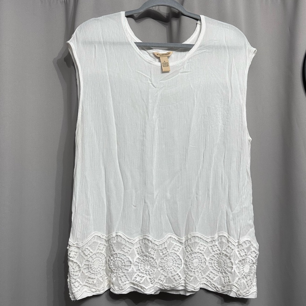 Bit & Bridle Tank Top - Lace bottom - White